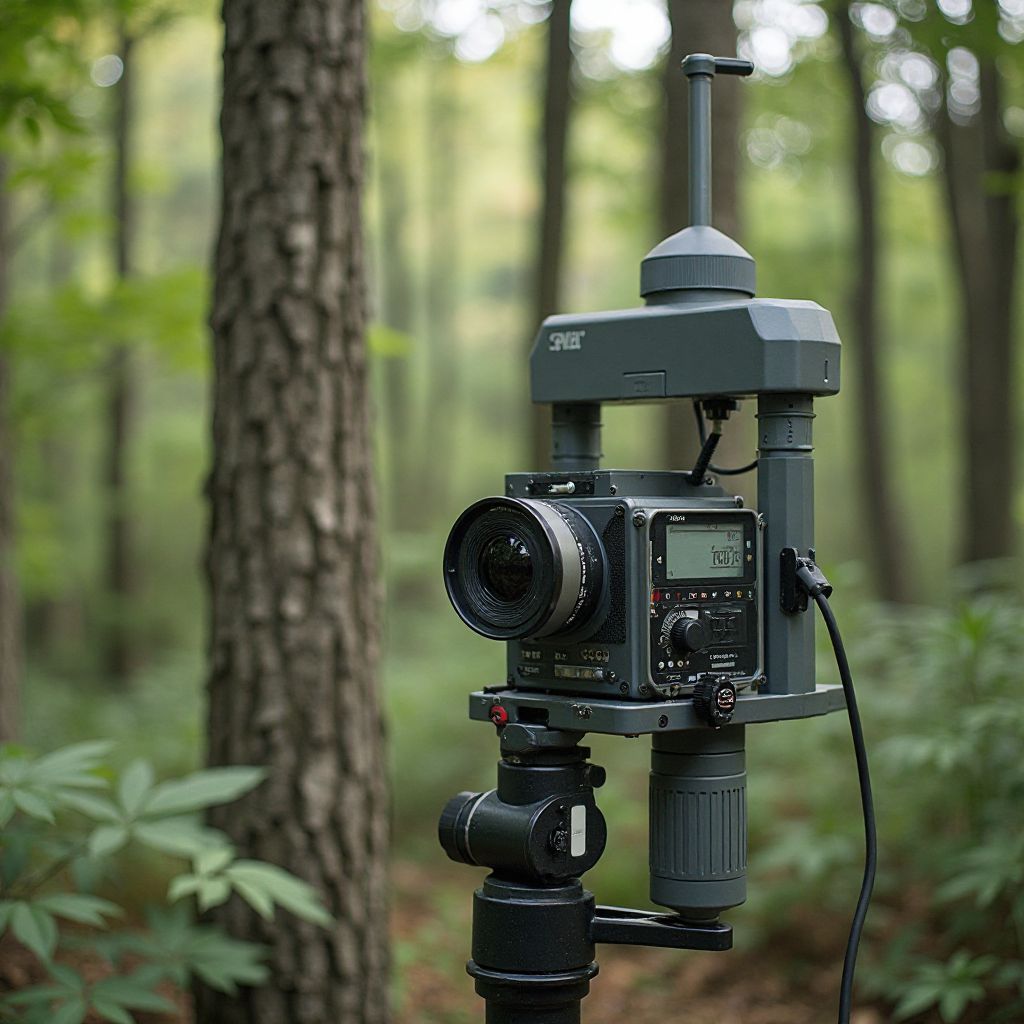 Acoustic monitoring equipment in forest